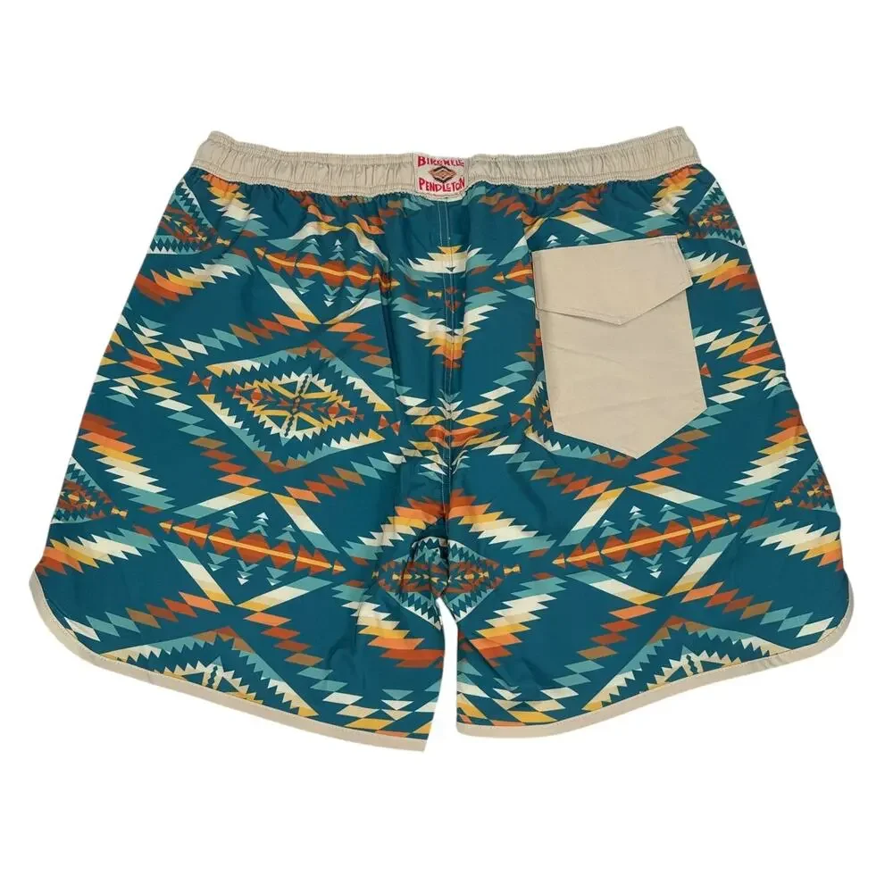 Men's Teal Aztec Print Swim Board Shorts - Unbranded